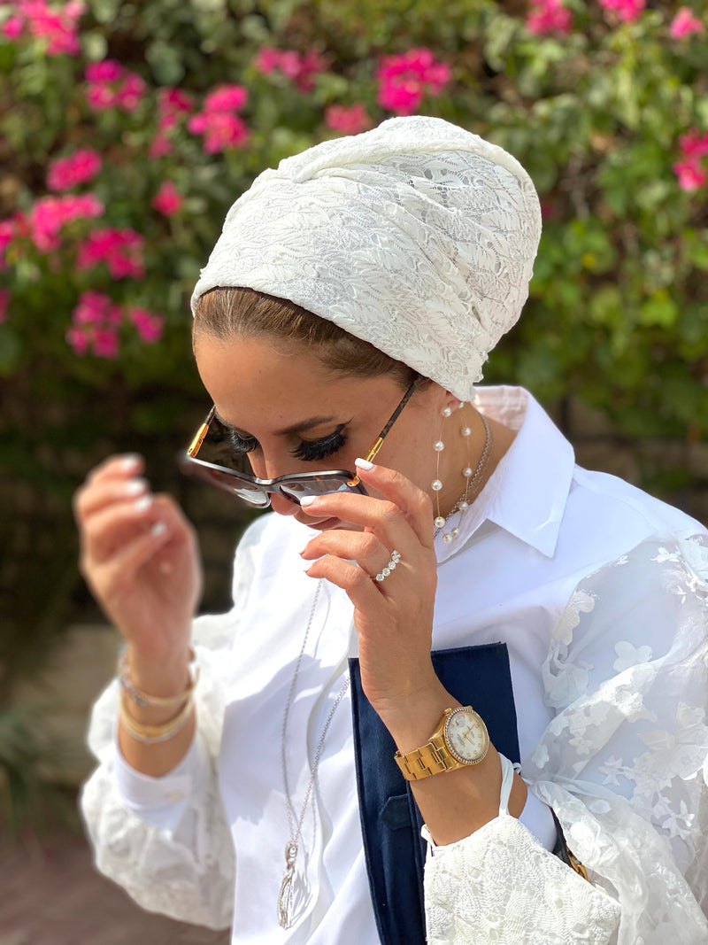TurbansStuff Beanie Beanie Knit - Off White Silver (Designer Mask Included) Handmade Luxury Fashion Women Headwrap