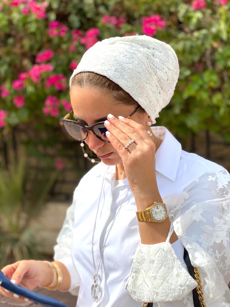 TurbansStuff Beanie Beanie Knit - Off White Silver (Designer Mask Included) Handmade Luxury Fashion Women Headwrap