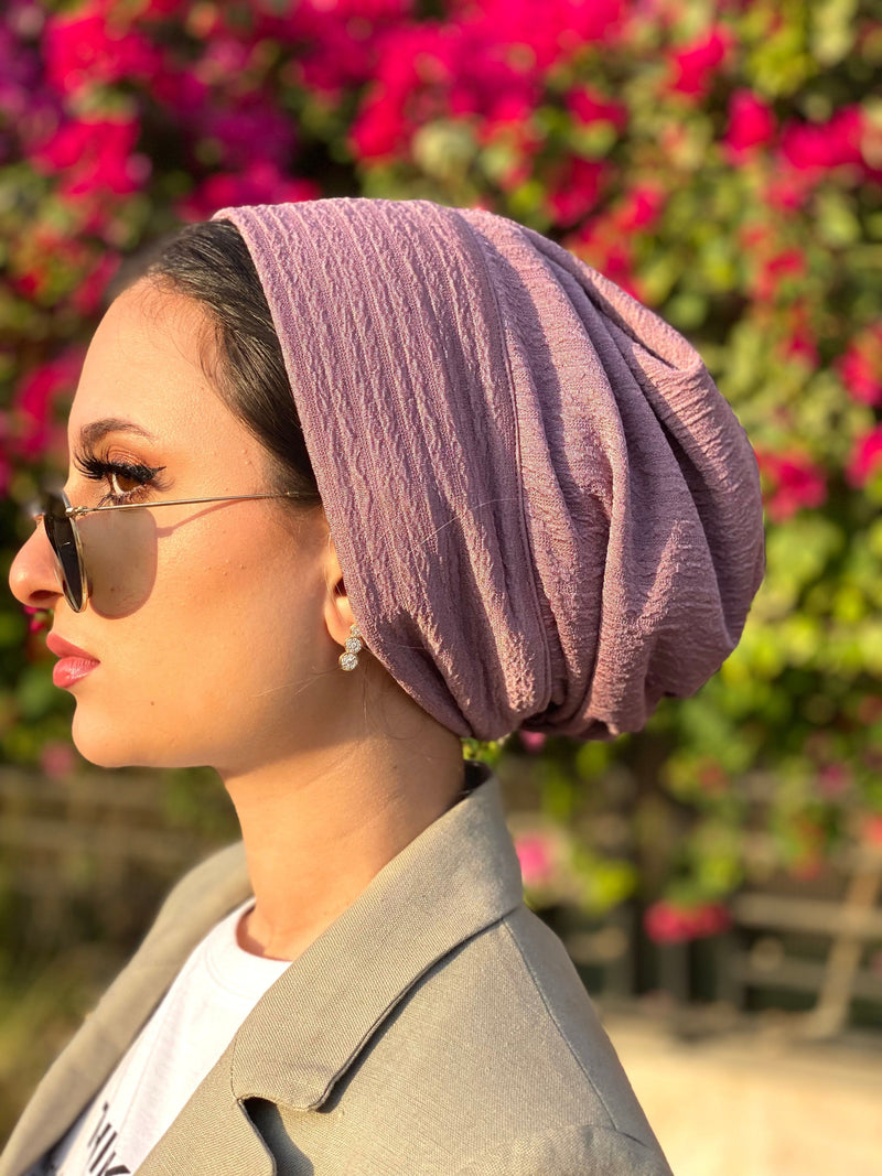 TurbansStuff Beanie Beanie - Rippled Pale Pink (Designer Mask Included) Handmade Luxury Fashion Women Headwrap