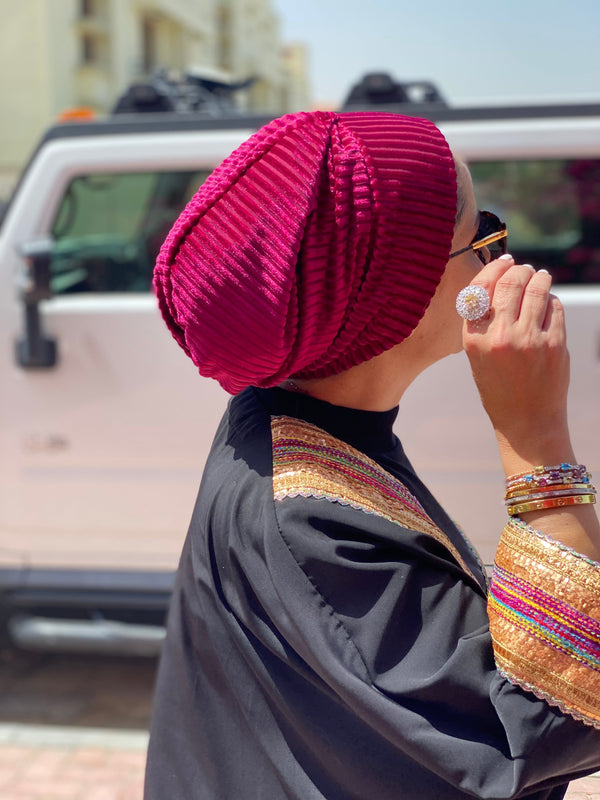 TurbansStuff Beanie Beanie Velvet - Violet Handmade Luxury Fashion Women Headwrap