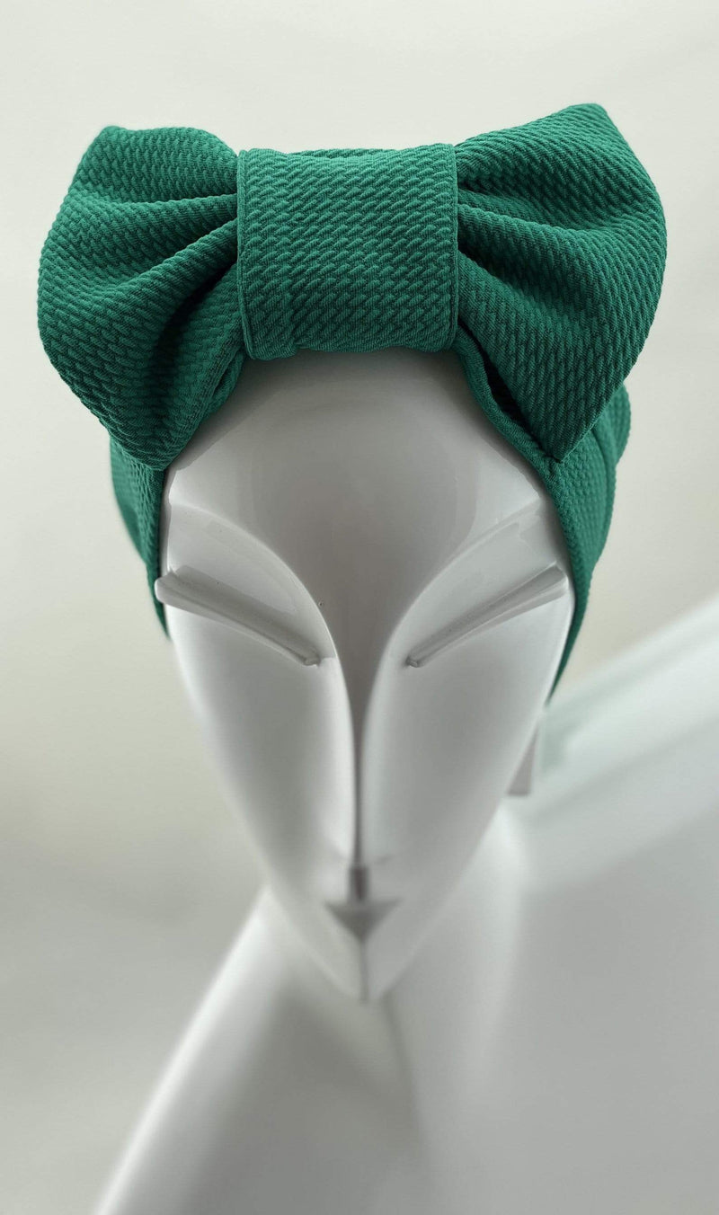 TurbansStuff TURBAN BOW Turban Bow - Green Handmade Luxury Fashion Women Headwrap