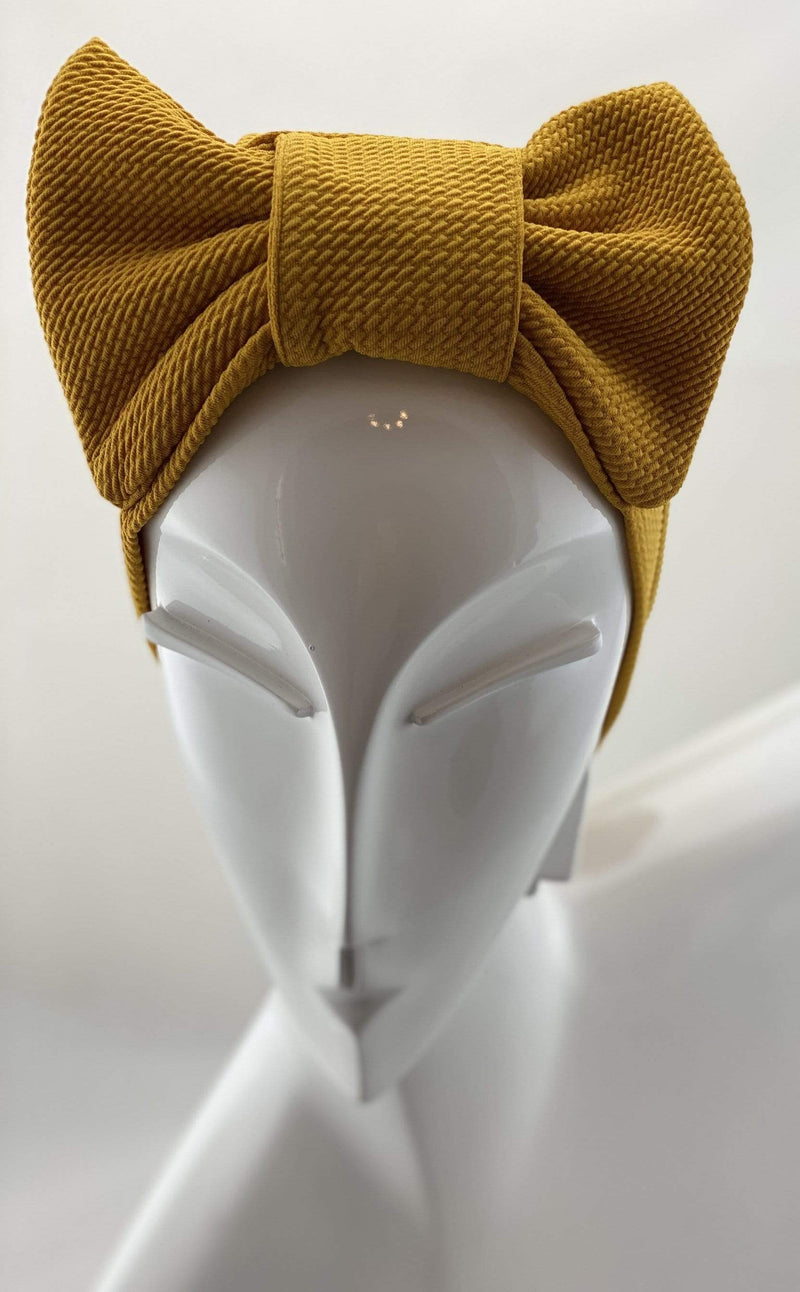 TurbansStuff TURBAN BOW Turban Bow - Yellow Handmade Luxury Fashion Women Headwrap