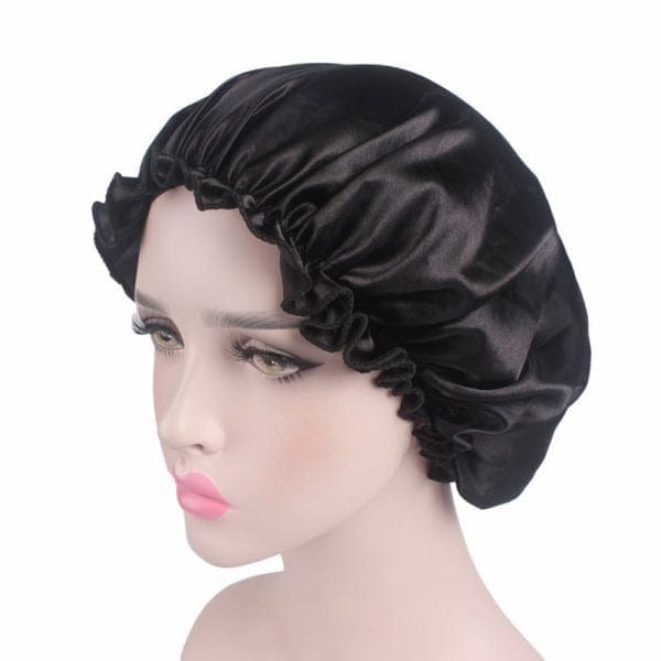 Hijabsandstuff Bonnet Bonnet Satin - Black Handmade Luxury Fashion Women Headwrap