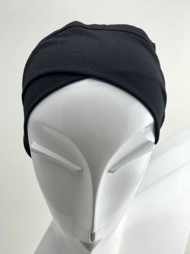 Hijabsandstuff Bonnet Under turban cap cross Front tube - Black Handmade Luxury Fashion Women Headwrap