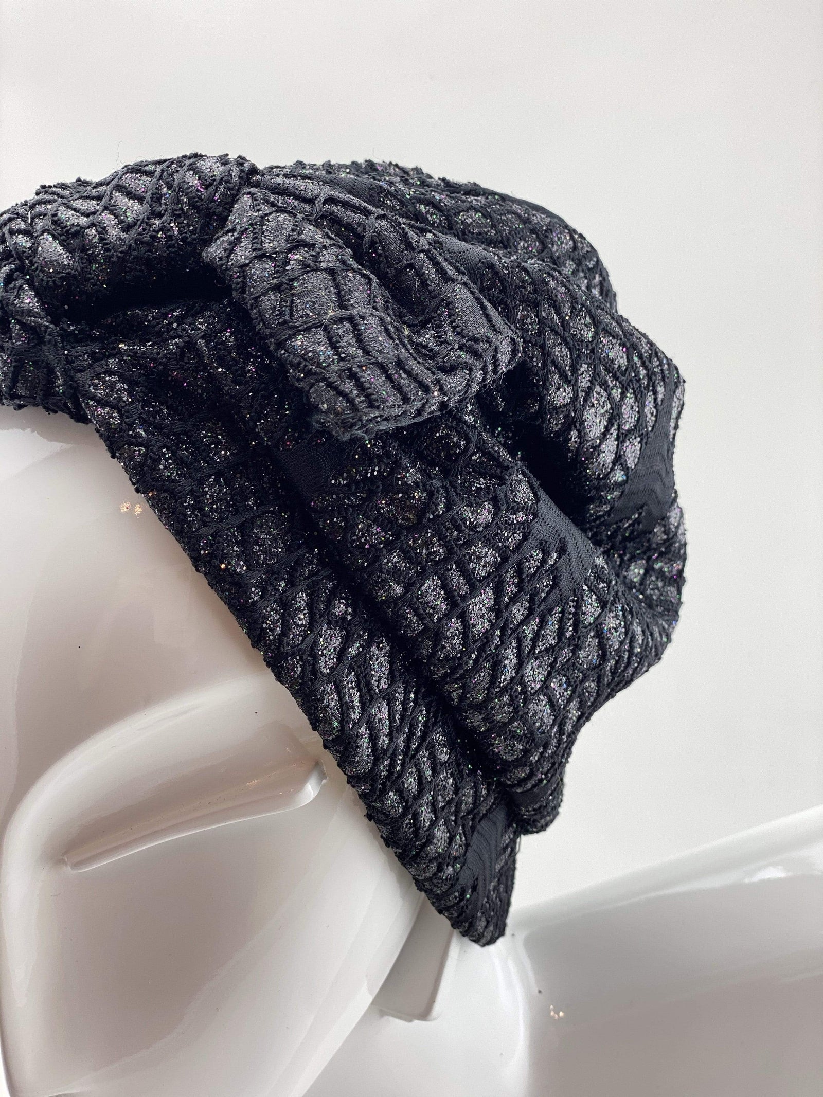 Turban Shimmer Bow - Black – Turbansstuff