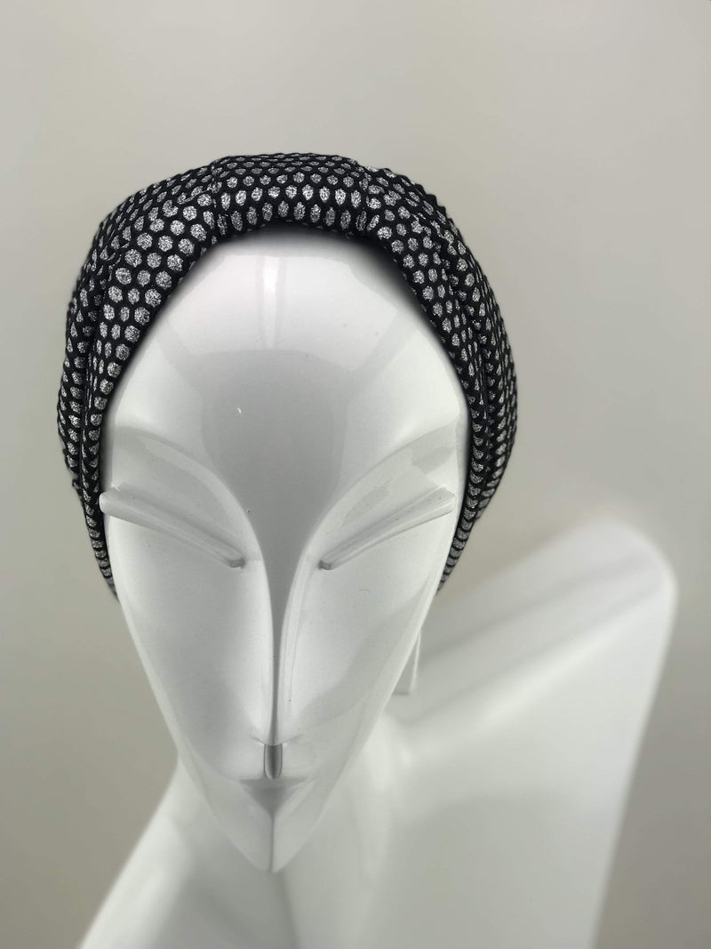 Hijabsandstuff Specials Turban  Shimmer - Silver Black (Last Piece) Handmade Luxury Fashion Women Headwrap