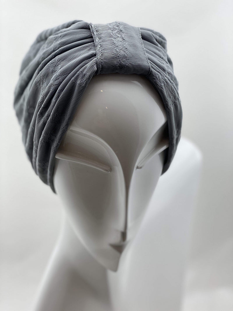 Hijabsandstuff TURBAN BASICS Jersey Lace - Dark Grey Handmade Luxury Fashion Women Headwrap