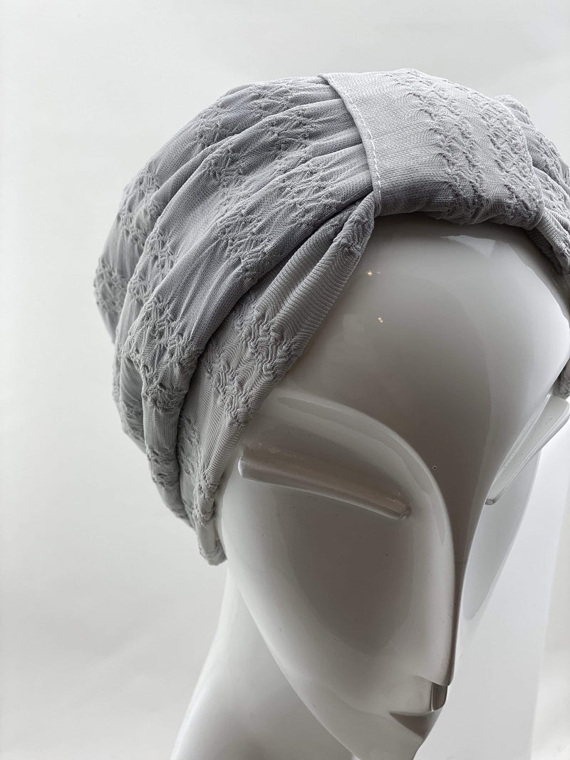Hijabsandstuff TURBAN BASICS Jersey Lace - Light Grey Handmade Luxury Fashion Women Headwrap