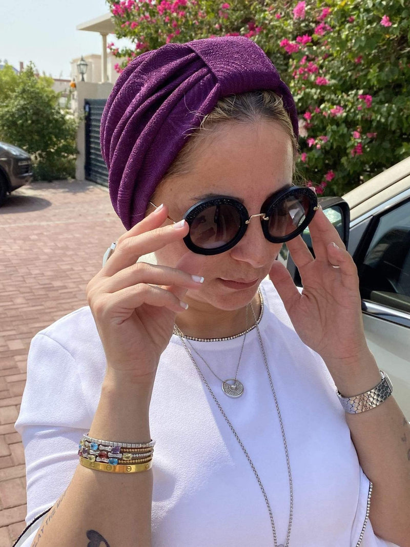 Hijabsandstuff TURBAN BASICS Turban Jersey - Printed Lilac Handmade Luxury Fashion Women Headwrap