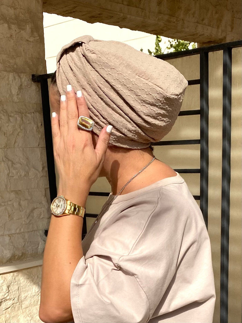 Hijabsandstuff Turban Turban Basic - Nude Printed Handmade Luxury Fashion Women Headwrap