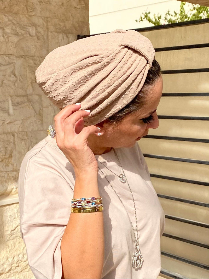 Hijabsandstuff Turban Turban Basic - Nude Printed Handmade Luxury Fashion Women Headwrap