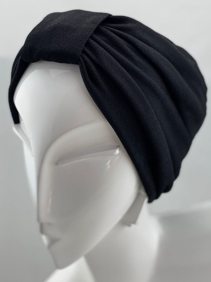 Hijabsandstuff Turban Turban Jersey - Black Plain Handmade Luxury Fashion Women Headwrap
