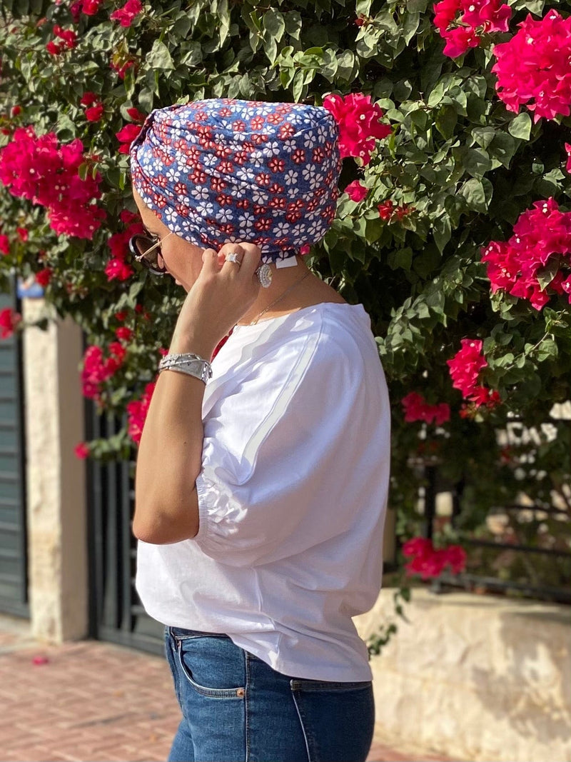 Hijabsandstuff Turban Turban Jersey - Floral Jeans Handmade Luxury Fashion Women Headwrap