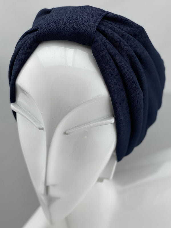 Hijabsandstuff Turban Turban Jersey - Navy Dark Plain Handmade Luxury Fashion Women Headwrap