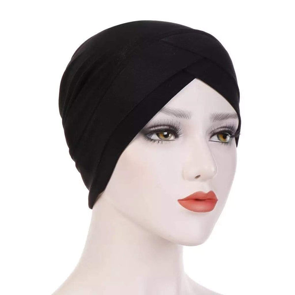 Hijabsandstuff Under turban cap Bonnet - Black Handmade Luxury Fashion Women Headwrap