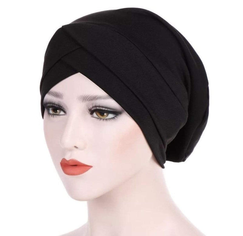 Hijabsandstuff Under turban cap Bonnet - Black Handmade Luxury Fashion Women Headwrap