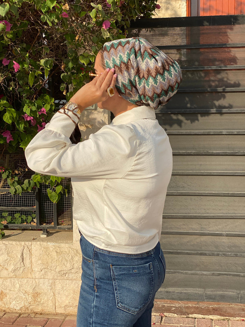 TurbansStuff Beanie Beanie - Knit Earth (Designer Mask Included) Handmade Luxury Fashion Women Headwrap