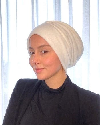 TurbansStuff Beanie Beanie Mohair - Off white (Designer Mask Included) Handmade Luxury Fashion Women Headwrap