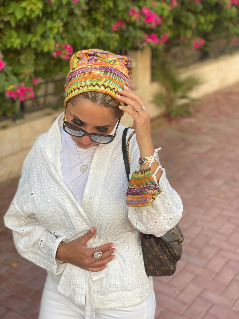 TurbansStuff Beanie Beanie - Neon knit (last piece) Handmade Luxury Fashion Women Headwrap