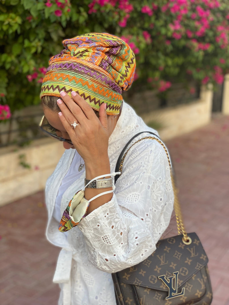 TurbansStuff Beanie Beanie - Neon knit (last piece) Handmade Luxury Fashion Women Headwrap