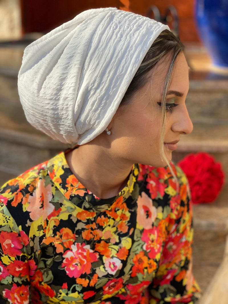 TurbansStuff Beanie Beanie - New Off White Printed Handmade Luxury Fashion Women Headwrap