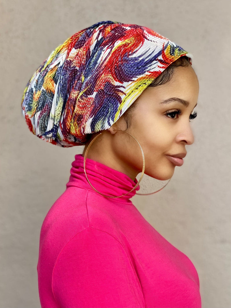 TurbansStuff Beanie Beanie Pleated - Floral Spring Handmade Luxury Fashion Women Headwrap