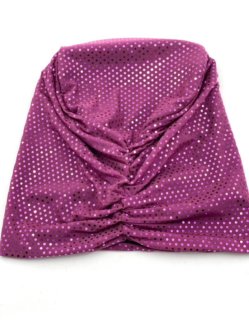 TurbansStuff Beanie Beanie Shimmer - Grapes (Designer Mask Included) Handmade Luxury Fashion Women Headwrap