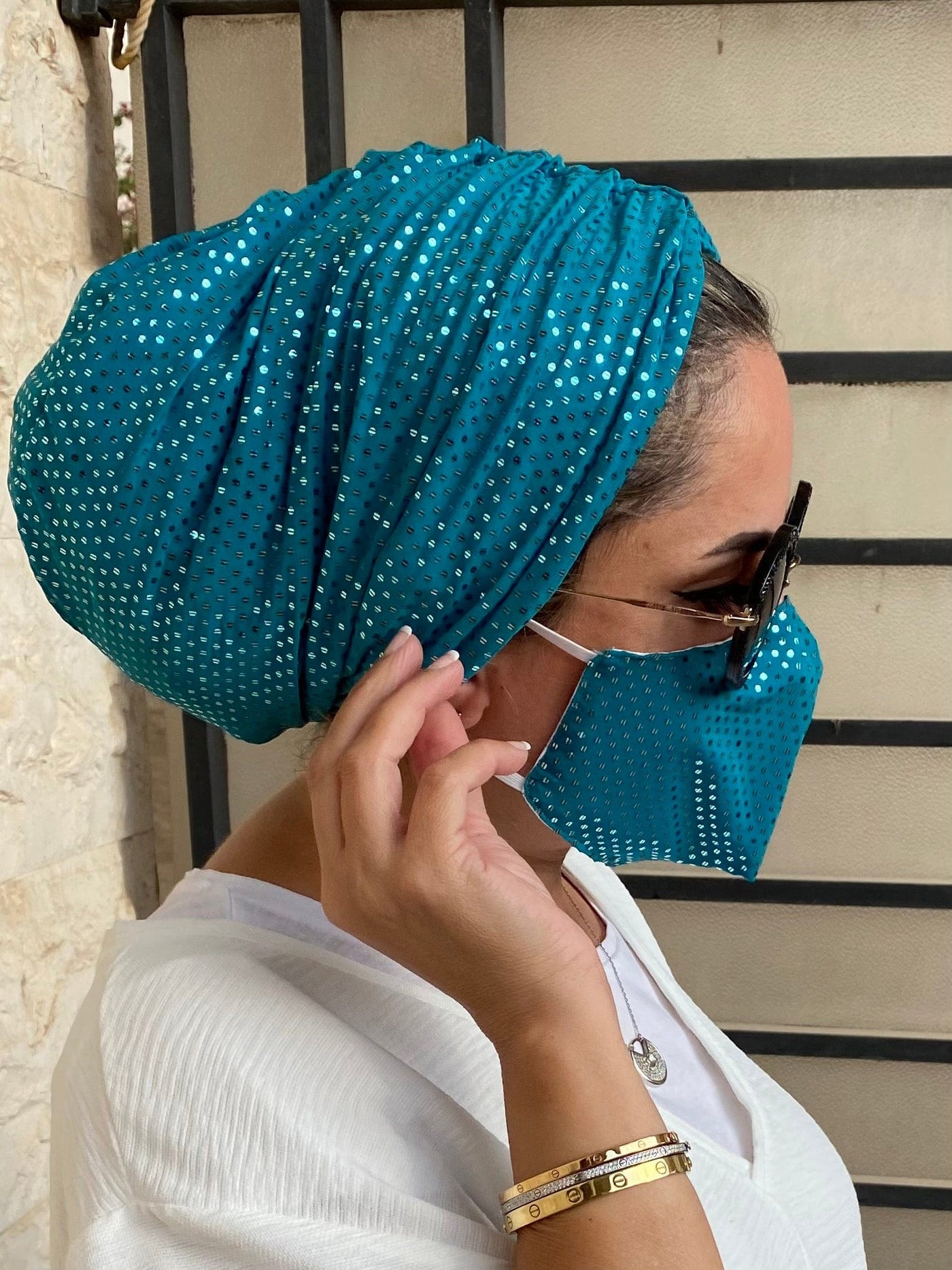 Shimmering Blue Headwrap African headwrap - Blue Ndop Cameroon – AfricanFabs main image 4