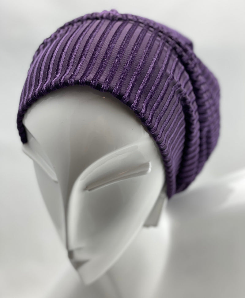 TurbansStuff Beanie Beanie Velvet - Lilac Handmade Luxury Fashion Women Headwrap