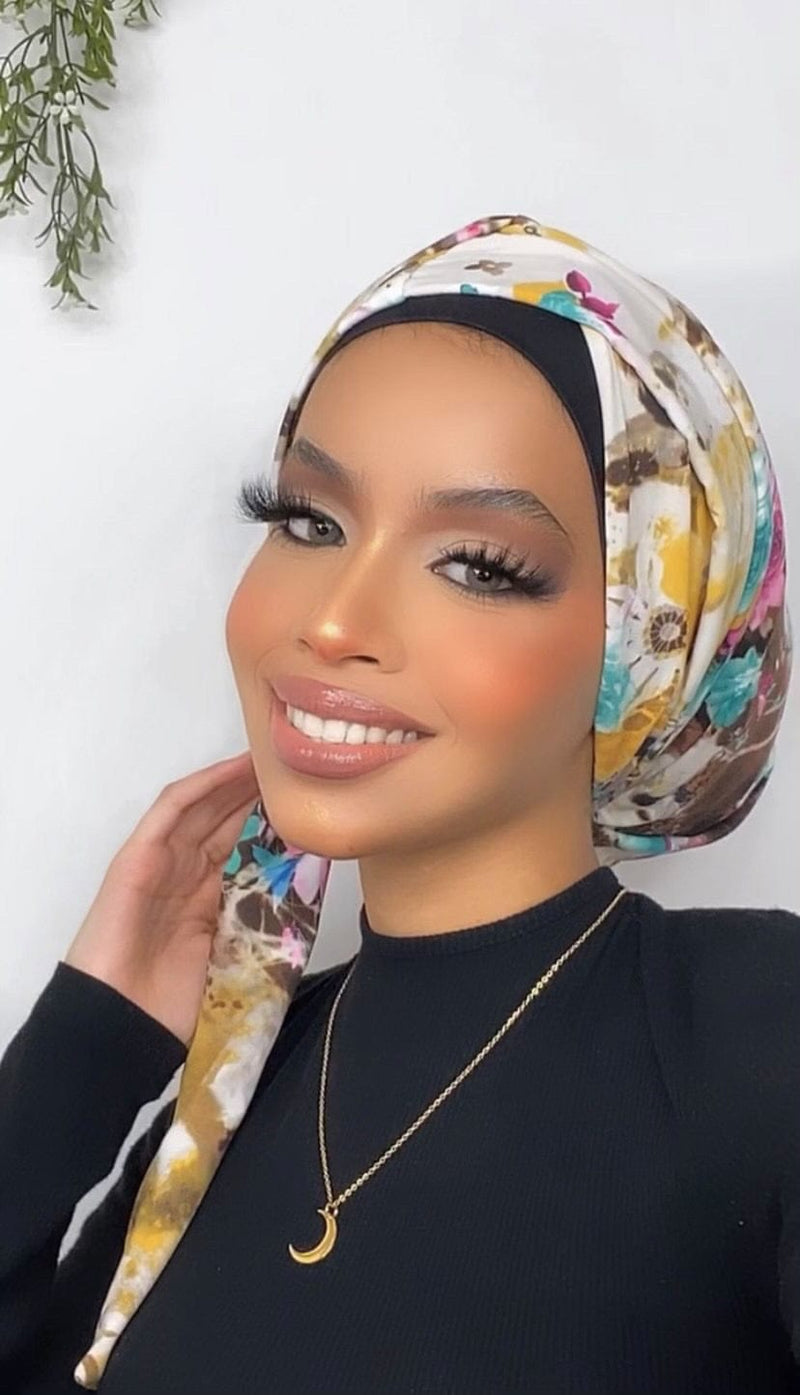 TurbansStuff Beanie Beanie Wrap - Floral Handmade Luxury Fashion Women Headwrap