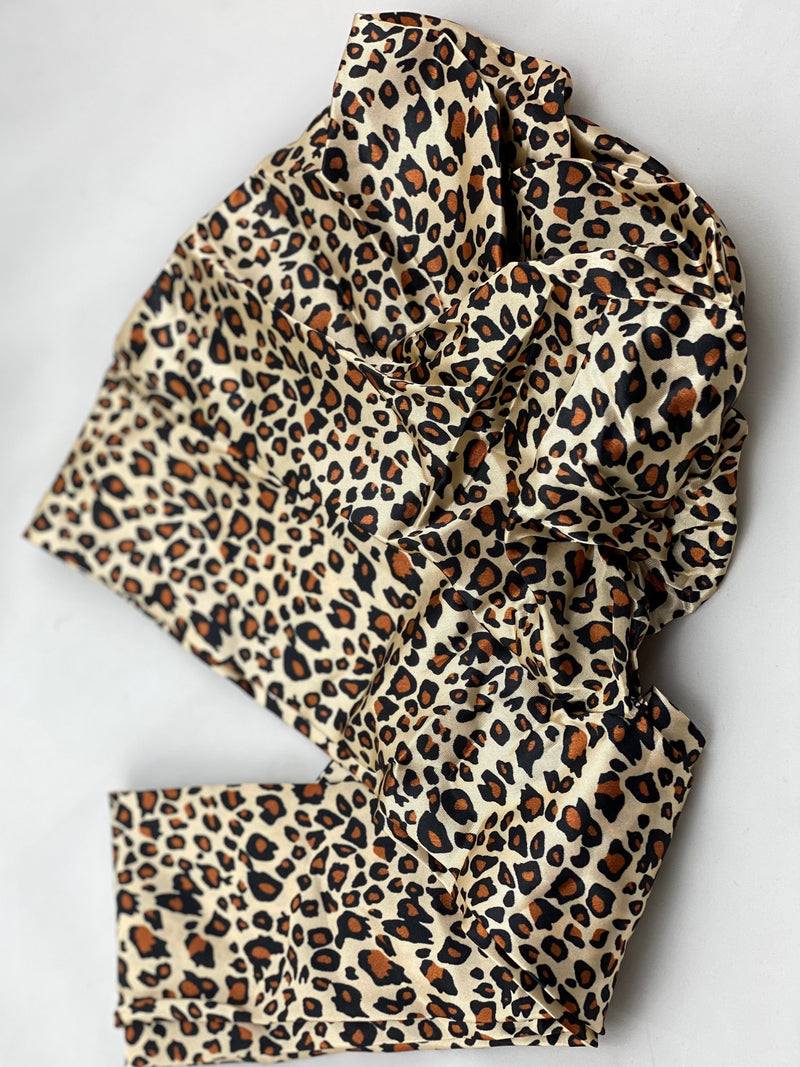 TurbansStuff Beanie Satin Beanie Wrap - Tiger print Handmade Luxury Fashion Women Headwrap