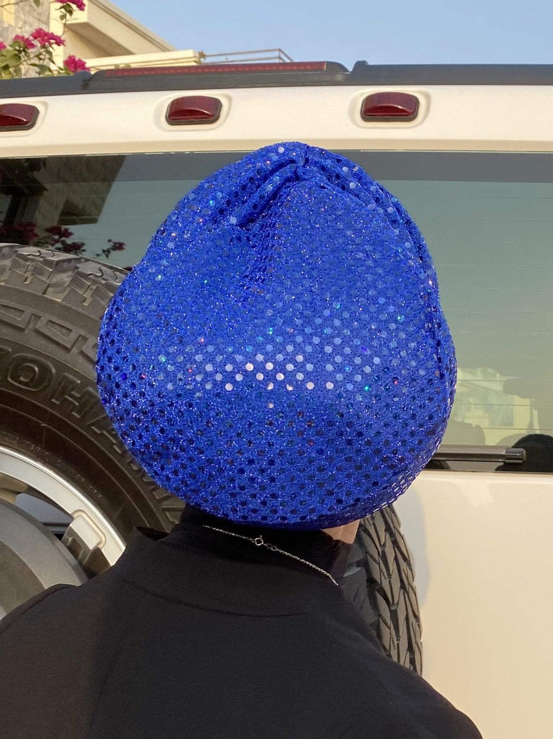TurbansStuff BEANIE SHIMMER Beanie Shimmer - Blue Ocean Handmade Luxury Fashion Women Headwrap