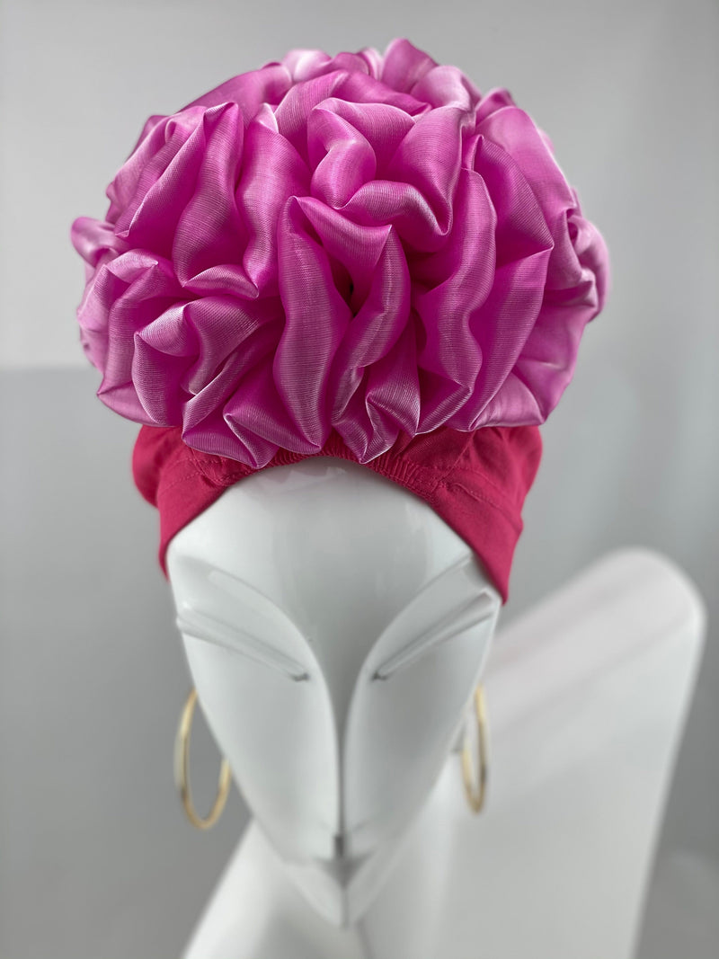 TurbansStuff Cap Volumizing Scrunchie Cap - Fuchsia Handmade Luxury Fashion Women Headwrap