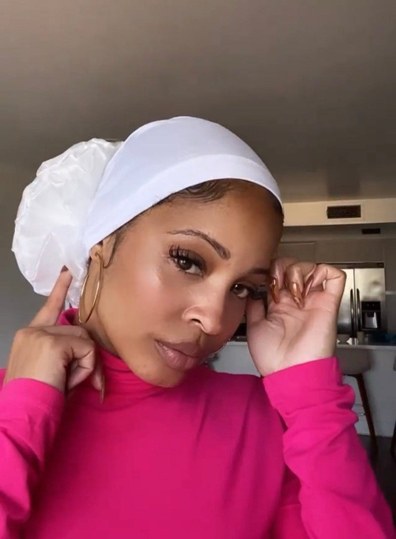 Volumizing Scrunchie Cap White – Turbansstuff - Main Image