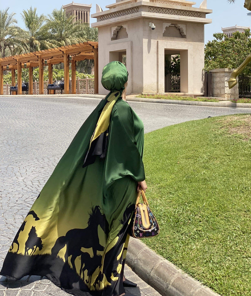 TurbansStuff Cardigan Cardigan Sahara Silk - Green - Fits Small & Medium Sizes Handmade Luxury Fashion Women Headwrap