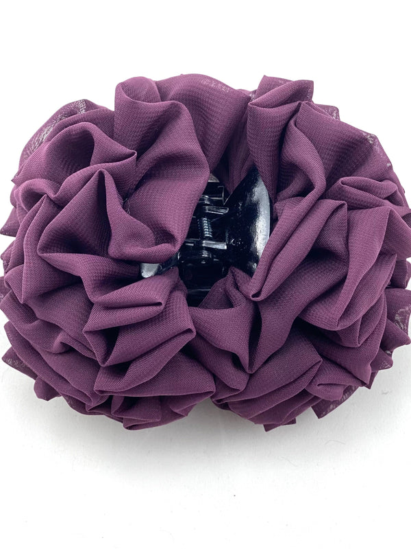 TurbansStuff Clip Copy of Volumizing Scrunchie Hair Clip - Medium Size - Plum Handmade Luxury Fashion Women Headwrap