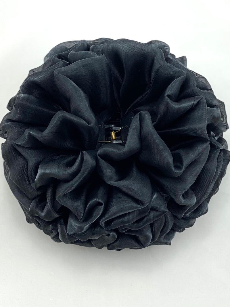 TurbansStuff Clip Volumizing Scrunchie Hair Clip - Black - XXL Handmade Luxury Fashion Women Headwrap