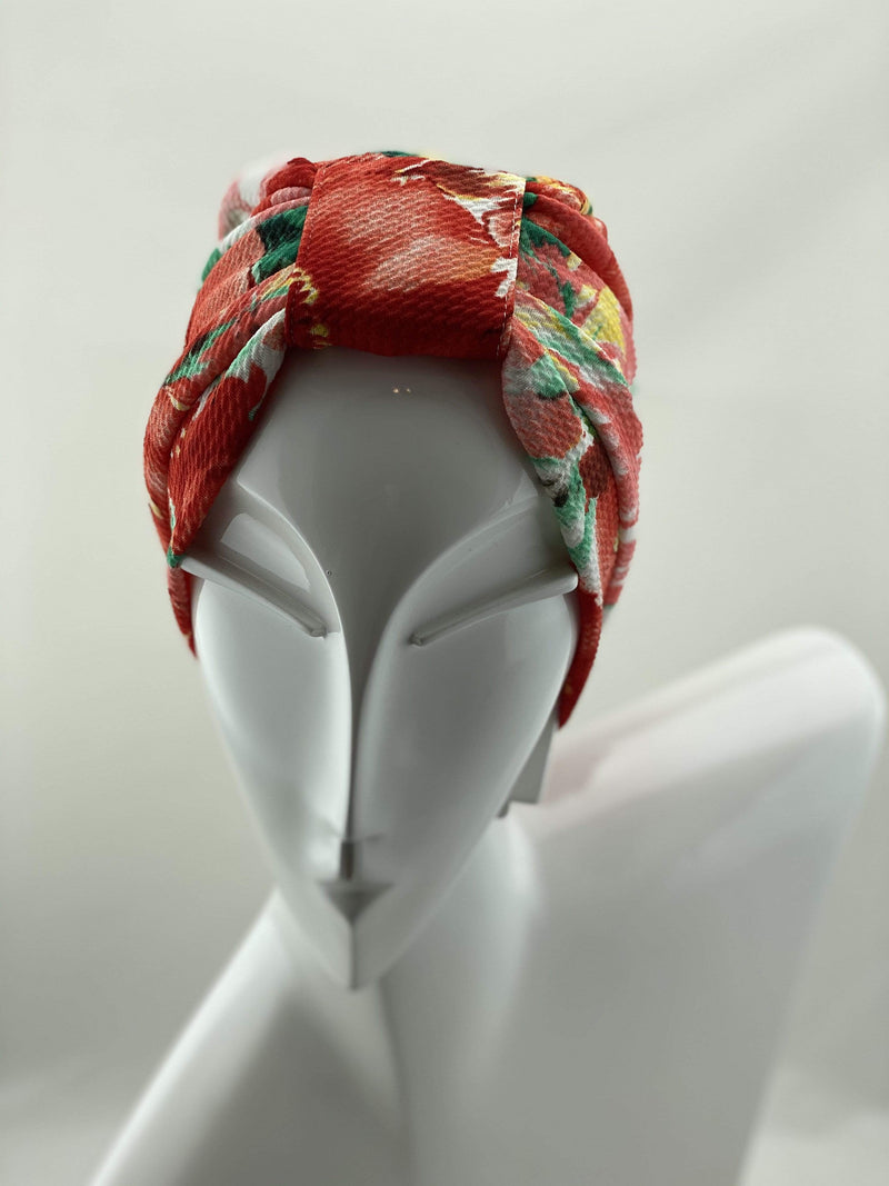 TurbansStuff Geometric turban Turban Orange Orchard Handmade Luxury Fashion Women Headwrap