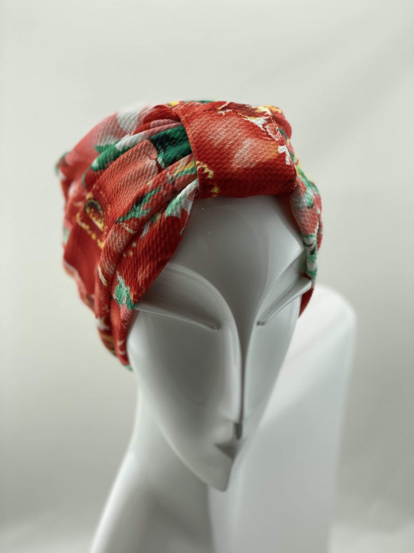 TurbansStuff Geometric turban Turban Orange Orchard Handmade Luxury Fashion Women Headwrap