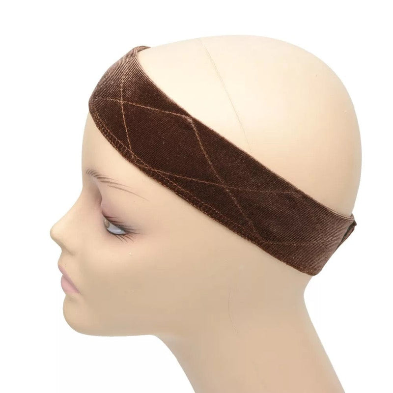 TurbansStuff No-Slip Turban Velvet Headband - Chocolate Handmade Luxury Fashion Women Headwrap