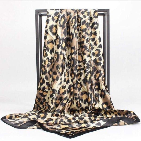 TurbansStuff Printed square satin scarf Printed Square Satin Scarf - Leopard Handmade Luxury Fashion Women Headwrap