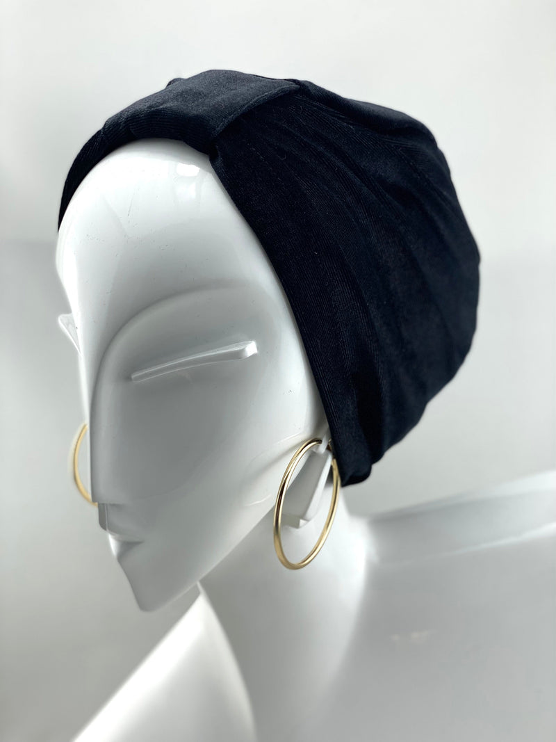 TurbansStuff Turban Basic Velvet Turban - Black Handmade Luxury Fashion Women Headwrap