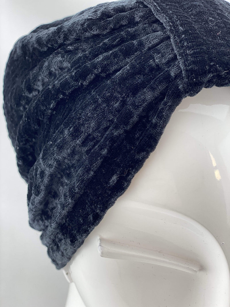 TurbansStuff Turban beanie Basic Velvet Turban - Black Handmade Luxury Fashion Women Headwrap
