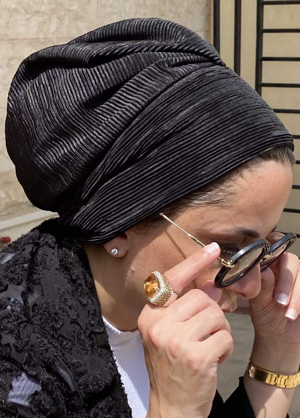 Black Beanie Cap | Beanie pleated - Black | Turbans Stuff  display picture 2