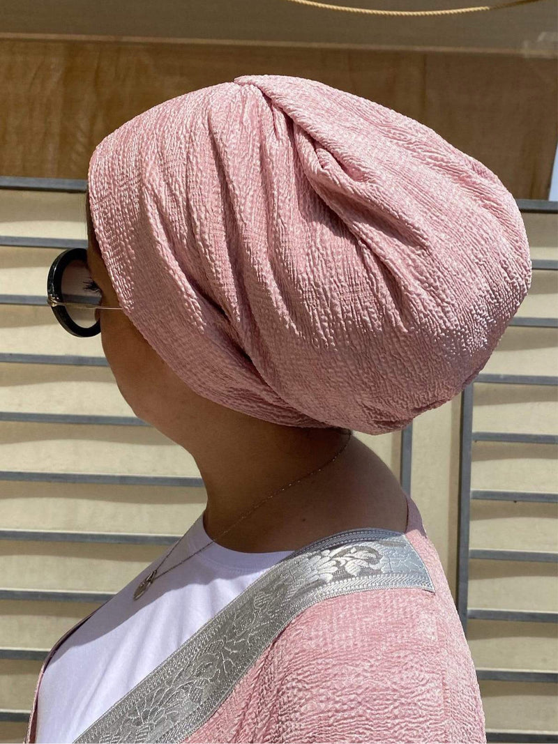 TurbansStuff Turban beanie Beanie Pleated - Pink Handmade Luxury Fashion Women Headwrap