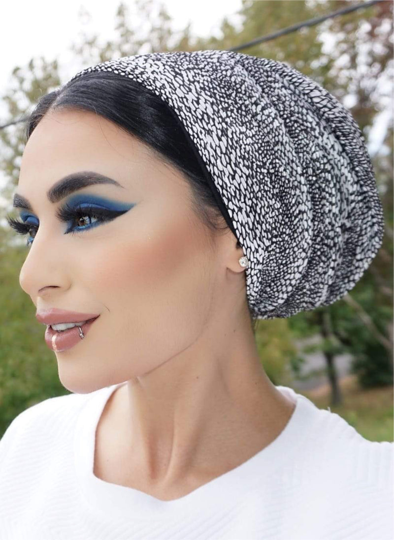 TurbansStuff Turban beanie Beanie Pleated Snake Skin Handmade Luxury Fashion Women Headwrap