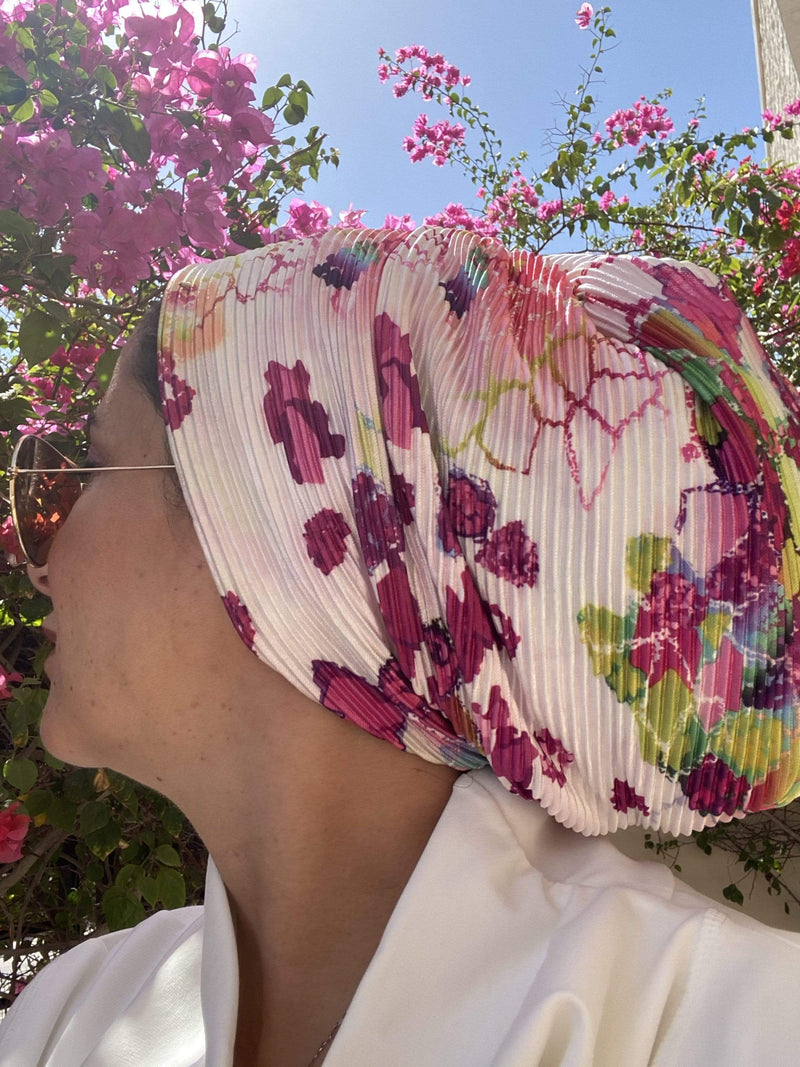 TurbansStuff Turban beanie Turban Beanie Pleated Roses Handmade Luxury Fashion Women Headwrap