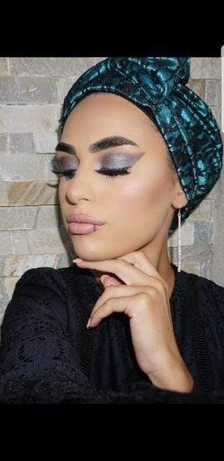 TurbansStuff TURBAN BOW Lace Style - Turquoise Black Handmade Luxury Fashion Women Headwrap