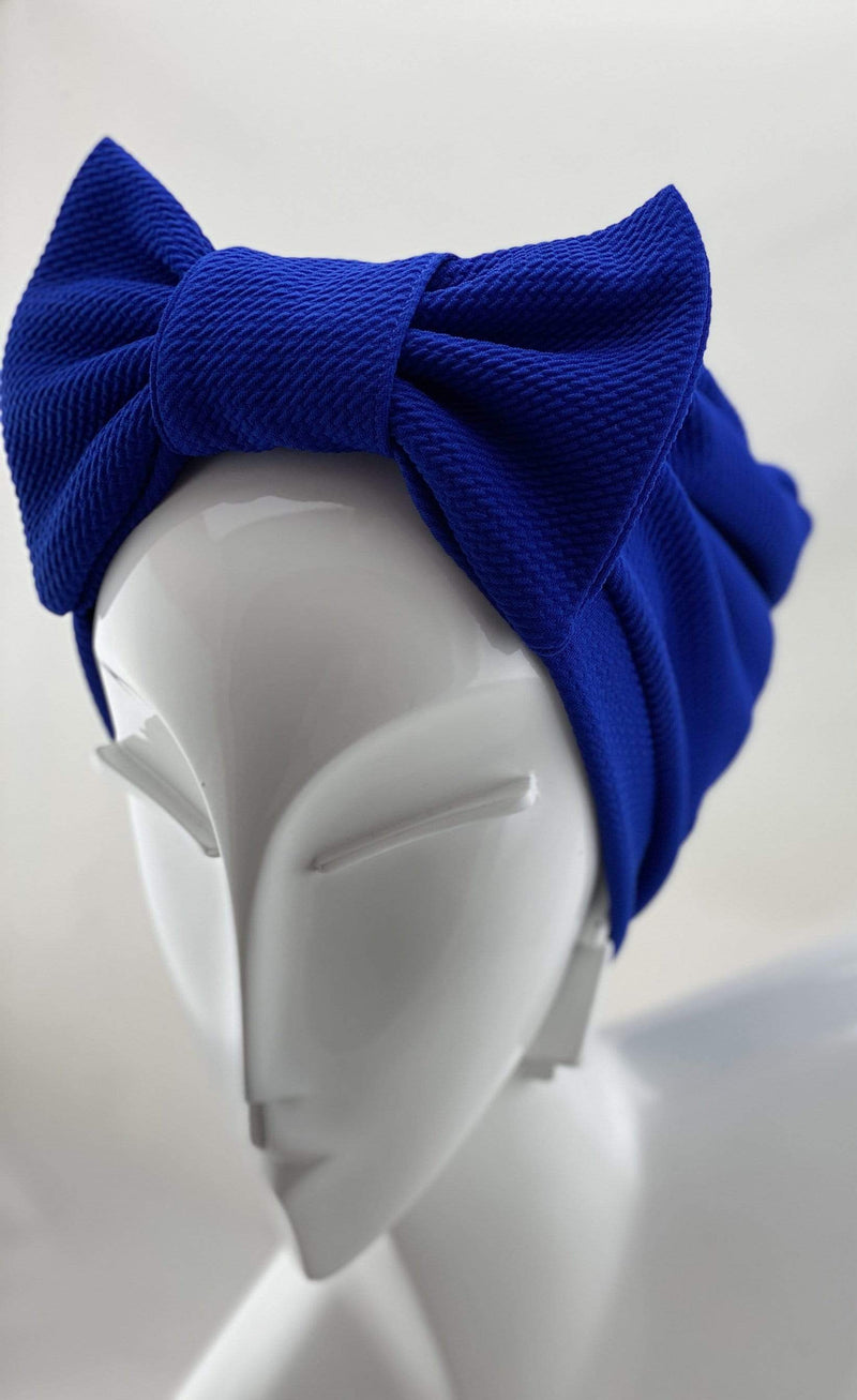 TurbansStuff TURBAN BOW Turban Bow - Blue Handmade Luxury Fashion Women Headwrap