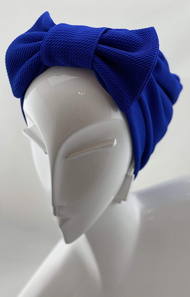 TurbansStuff TURBAN BOW Turban Bow - Blue Handmade Luxury Fashion Women Headwrap